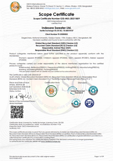 GRS certificate issued to Indesore